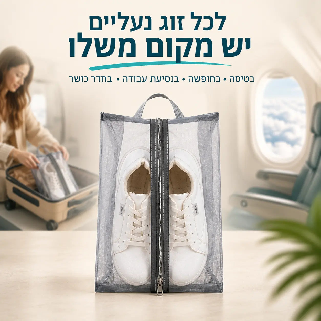 נרתיק נעליים Step-In לארגון נוח של נעליים במזוודה ובתיק במהלך טיסות, חופשות ונסיעות