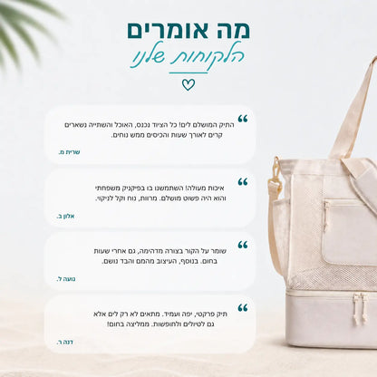 ביקורות לקוחות על תיק הצידנית המבודד של KitFlow לצד תמונת המוצר